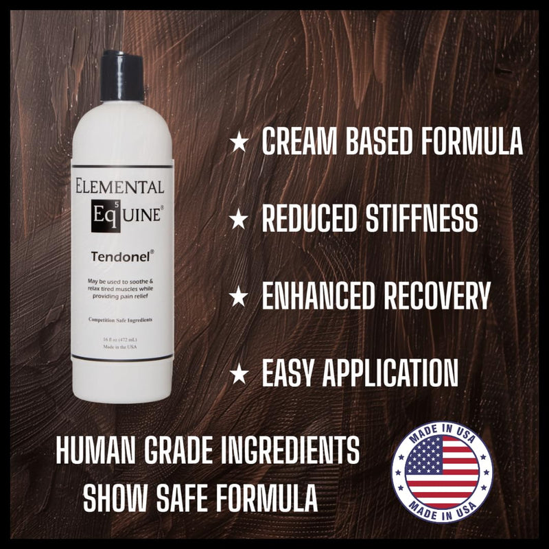 Elemental Equine Tendonel 16oz Liniment Rub for Horses - Soothe and Relax Tired Muscles While Providing Relief and Reduced Stiffness