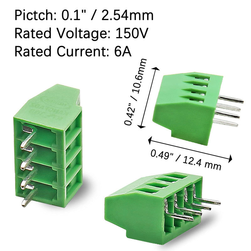 4-Pin 2.54mm Pitch PCB Terminal Block, 150V 6A Mount Screw Terminal Connector (20Pcs) 4 Pin-20 Pcs