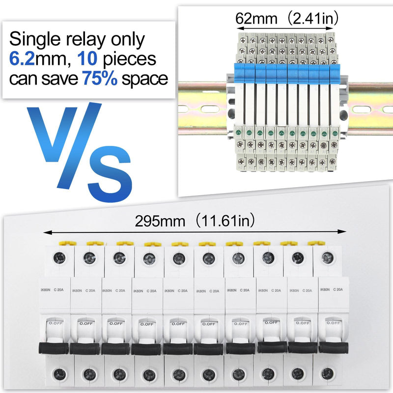 Tellegloww 10 Pcs Miniature Electromagnetic Relay 24V Coil DC/AC, PLC Signal Relay, HF41F/24-ZS 5 Pin 1NO 1NC 6Amp SPDT, Din Rail Mount (White) White
