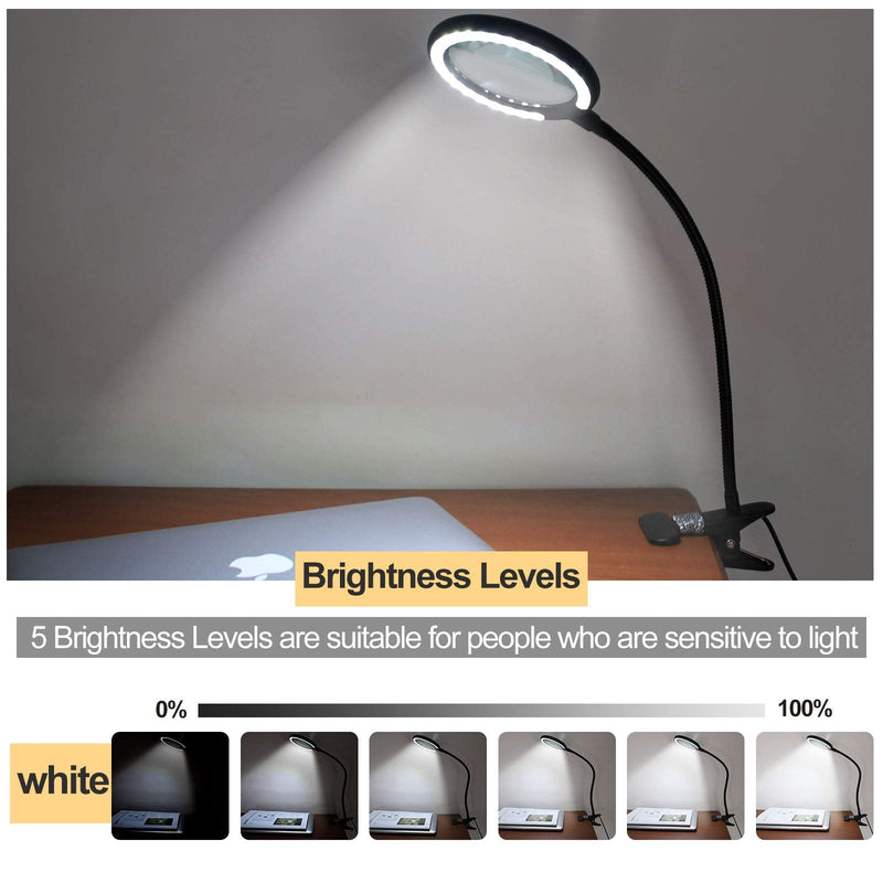 LED Magnifying Lamp with Clamp, Raweao 3X Lighted Magnifying Glass with Light for Reading, Seniors, Hobbies, Craft