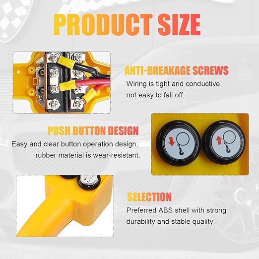 RUGCEL WINCH Winch Hand Control Assembly for Rated Pulling 1500lbs to 5000lbs 12V Electric Winch, Winch Hand-held Control Replacement (Yellow) Yellow