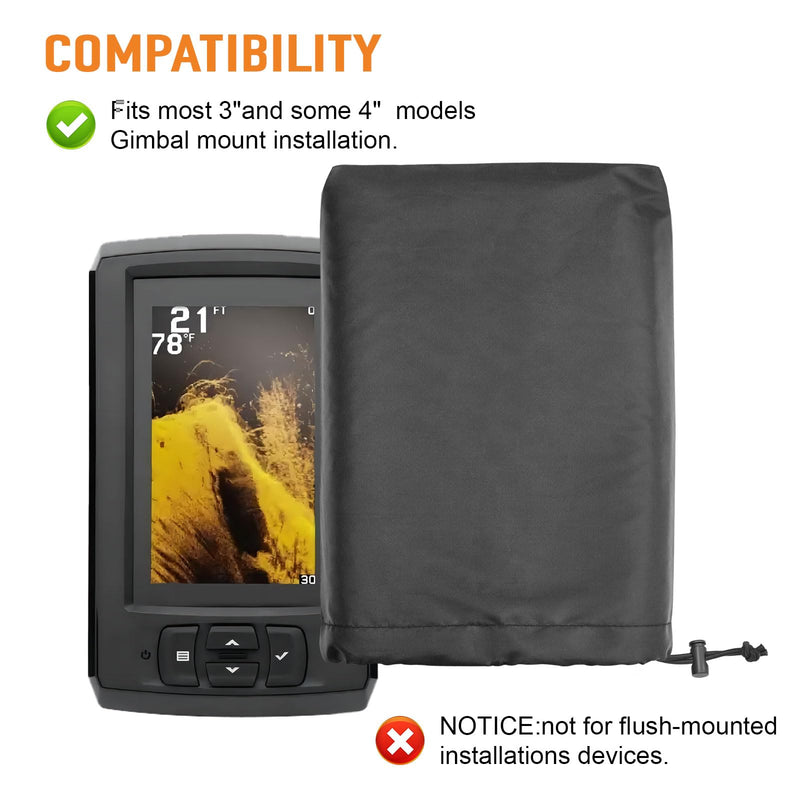 Fish Finder Cover Fit for Garmin,Lowrance,Humminbird 3"-4" Screen Models Fishfinder Sun Cover Compatible with Garmin Striker 4 Lowrance Eagle 4 Waterproof Depth Finder Covers for Fishing Graph（Black）