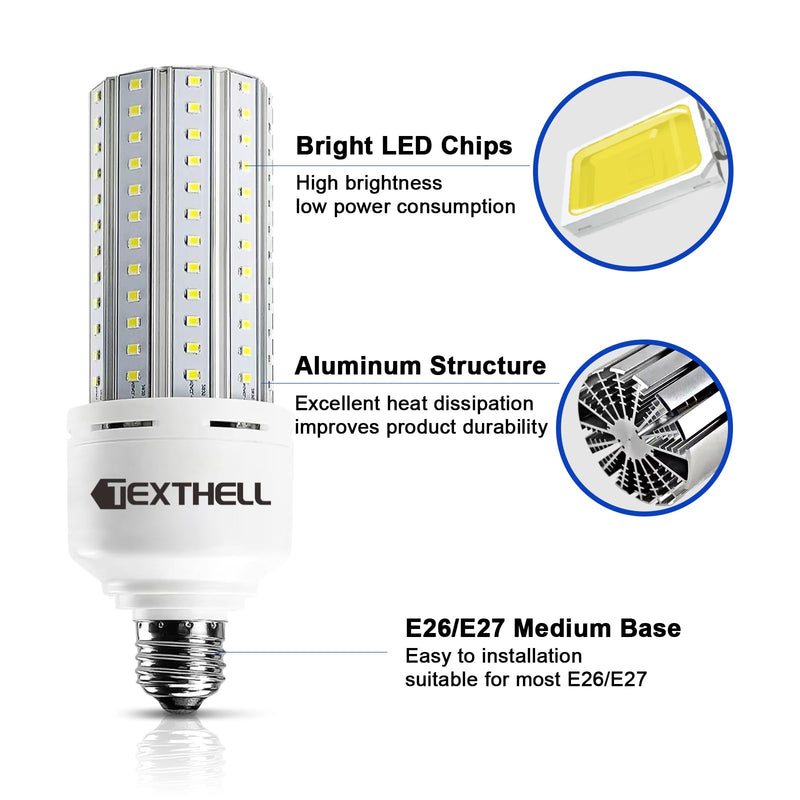60w Led Light Bulb 500w Equivalent 7500lm 2Pack，5000K Daylight E26 Base，Bright White Bulbs for Warehouse Workshop Garage Stadium Outdoor Indoor High Ceiling 60.0 Watts