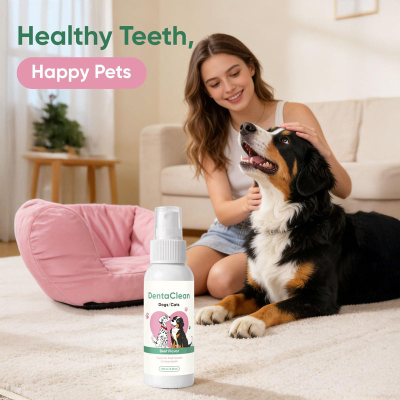 Dentaclean for Dogs & Cat, Dental Spray with Probiotics, Calendula Extract, Rosemary and Green Tea Extract, Eliminate Bad Breath, Fresher Breath & Cleaner Teeth, No Brushing, 100 ml/3,38 Oz (1) 1