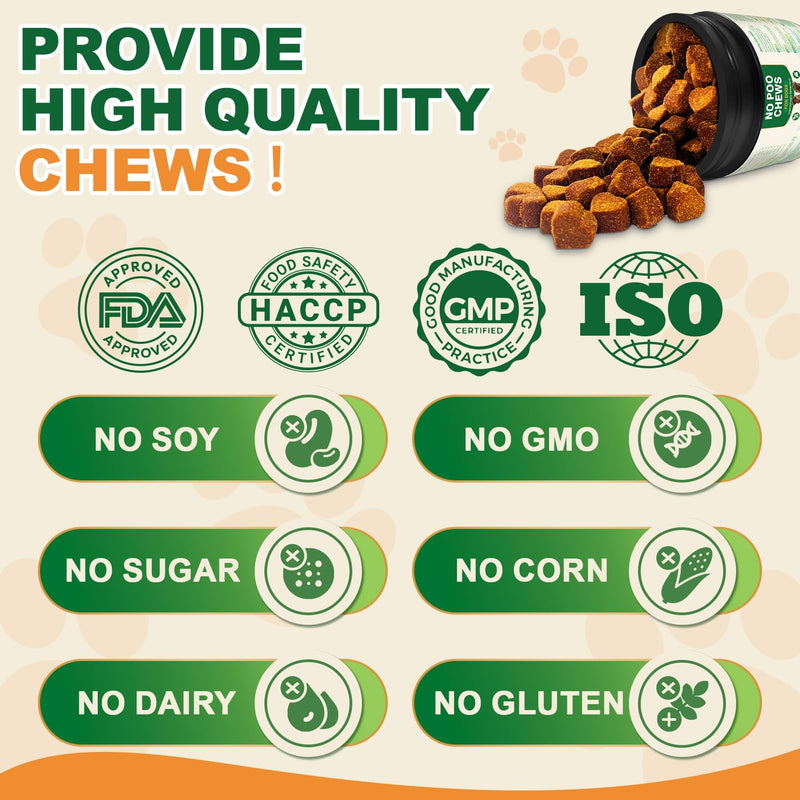 200 Chew No Poo Chews for Dogs-Coprophagia Stool Eating Deterrent-Stop Eating Poop for Canine- Dogs Poop Eat Deterrent Supplement with Probiotics&Digestive Enzymes Breath Aid Support-Chicken Chicken
