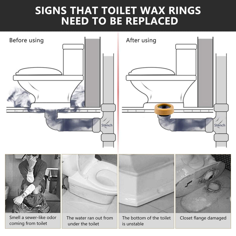 Toilet Wax Ring 2 Pack, Thick Toilet Bowl Wax Seal with Polyethylene Flange, Toilet Gasket Ring Fits 3-Inch or 4-Inch Waste Lines Toilet Wax Ring/ 2Pack