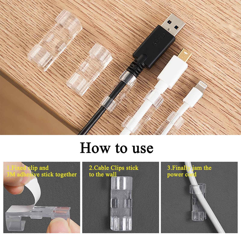 40 PCS Cable Clips (Small & Large),Adhesive Cable Clips for Wall,Finisher Wire Clamp for TV PC Laptop,Cable Management Clips Outdoor Light Clips (Clear) Clear