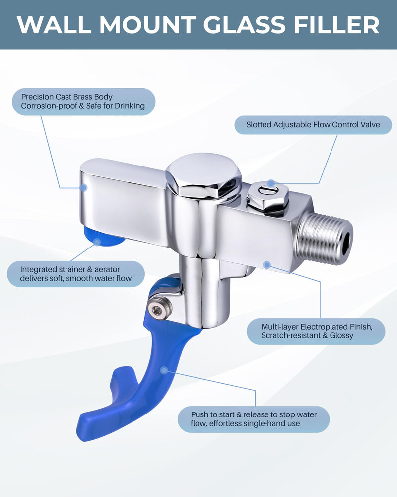 Glass Filler Faucet Wall Mount: iVIGA Push-Back Water Bottle Filling Station - Brass Glass Filling Station Water Filler Faucet for Bar Cafe Hotel Kitchen - Male Inlet No Flange