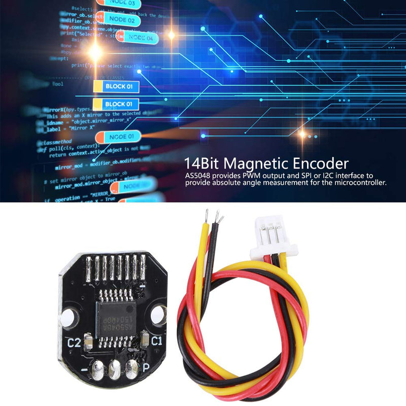 Walfront AS5048A Magnetic Encoder, PWM SPI Interface 14 Bit AS5048A Magnetic Code Wheel Fit for Brushless Motor