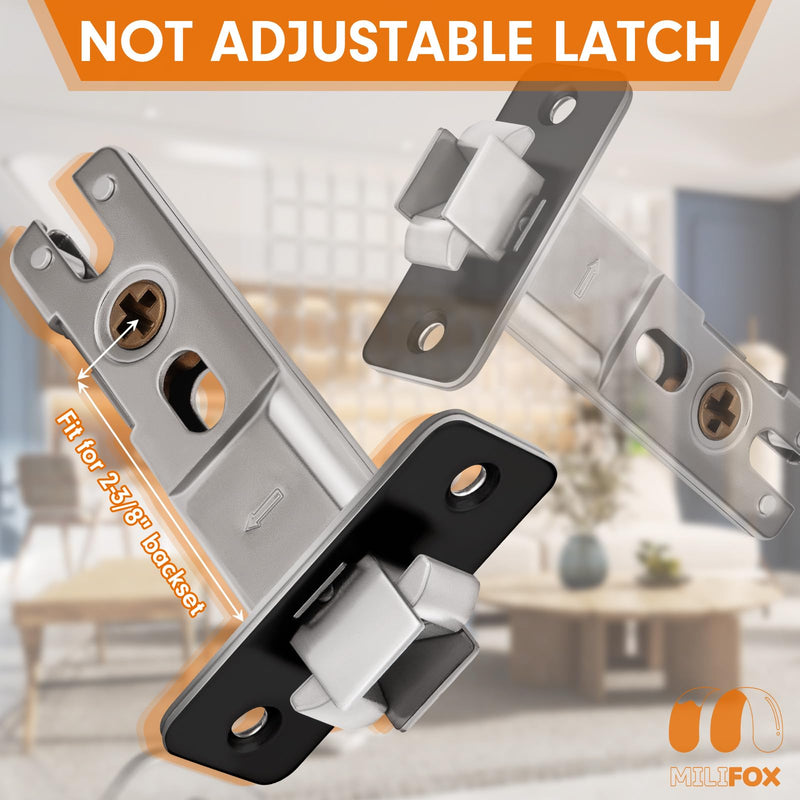 Pocket Door Lock, Pocket Door Hardware, Matte Black Privacy Lock with Edge Pulls for Bath, Bed, Kitchen, Fits 1-7/32” to 2” Thickness Door, 2-3/8" Backset