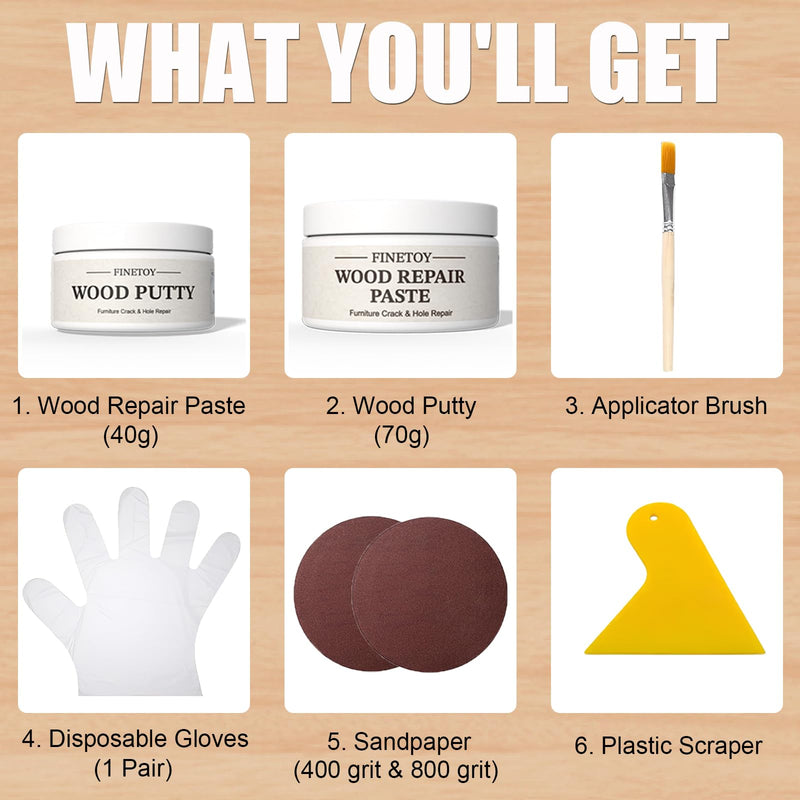 Wood Furniture Repair Kit (White/White Stain) for IKEA White/White Stain for Hemnes / Kallax / Bestå / Malm / Brusali / Pax / Nordviken / Storklinta / Gullaberg / Billy / Alex / Lagkapten / Lack / Micke