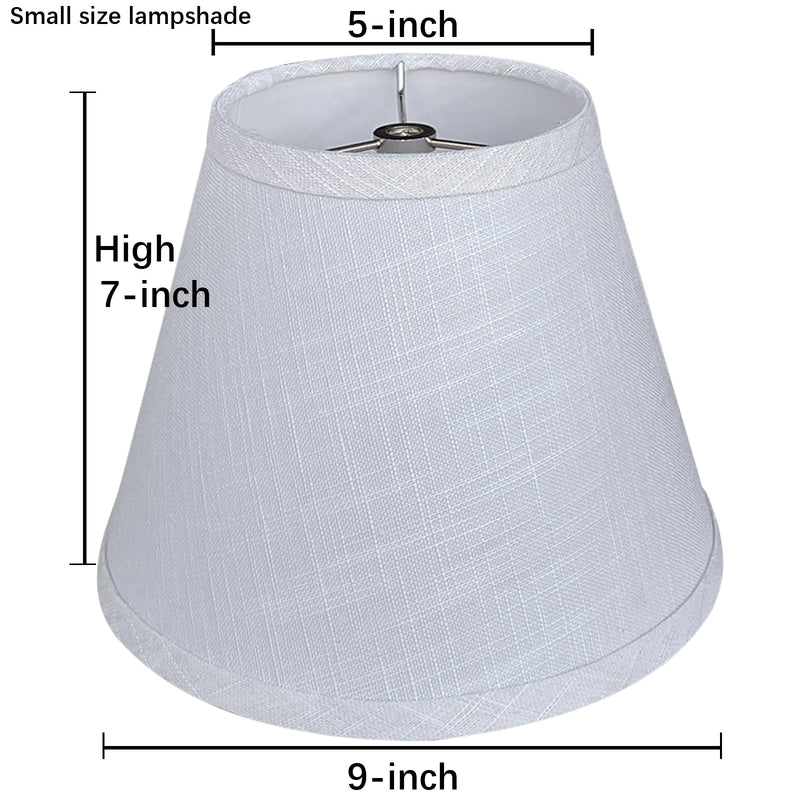 TOOTOO STAR Small Lamp Shades Set of 2, 5x9x7 Inch White Small Lamp Shade for Table Lamps Replacement, Handmade Linen Spider Mount 5"x 9"x 7"