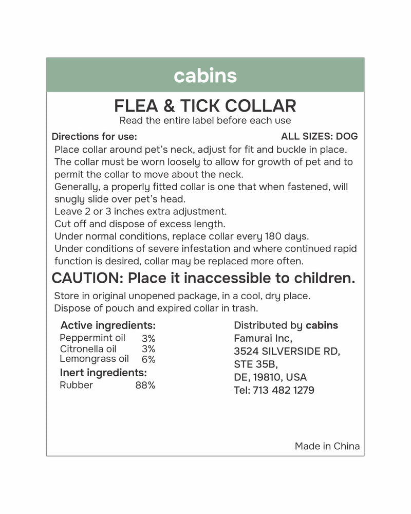 cabins Flea and Tick Prevention for Dogs - Flea Collar - 4 Count - Adjustable