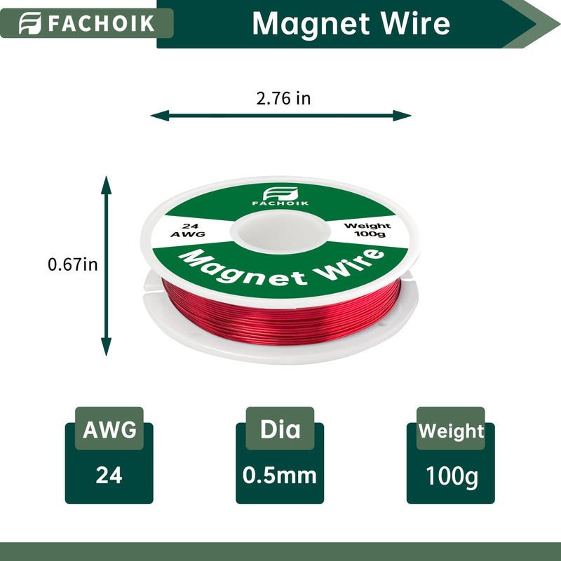 24 AWG-100g Magnet Wire - Enameled Wire - Enameled Magnet Winding Wire Used for Transformers Inductors (100g, 24AWG) 1