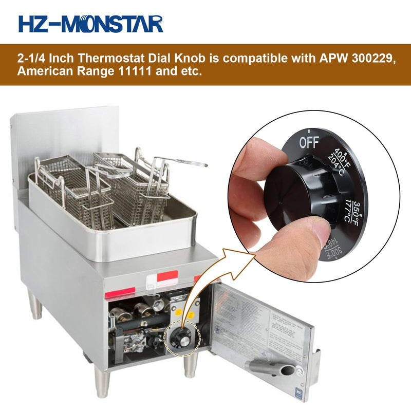Control Valve Beige Pilot Dial Knob and 200-400°F Thermostat Knob, P6071267 1751-012 Gas Valve Beige Knob Pilot Dial, Thermostat Dial Knob Compatile with Fryers, Range, Braising Pan