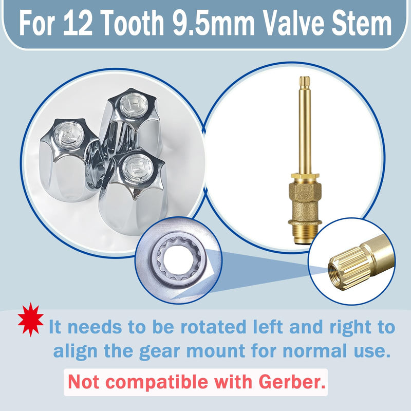 3 Piece Shower Knob Replacement Set,12 Tooth Broach Stem,Replacement Compatible with Price/Pfister Verve Tub Shower - Hot/Cold/Diverter Handles,Easy to Replace and Maintain,Durable Metal Material 1