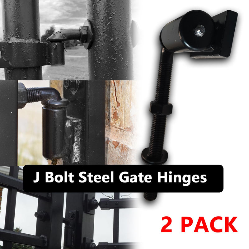 Heavy Duty J-Bolt Gate Hinge Steel Pivot Hinge Welded Hinge for Welding on Larger Iron or Steel Gates, Adjustable Long Bolts Ball Bearing (A-5/8) A-5/8"