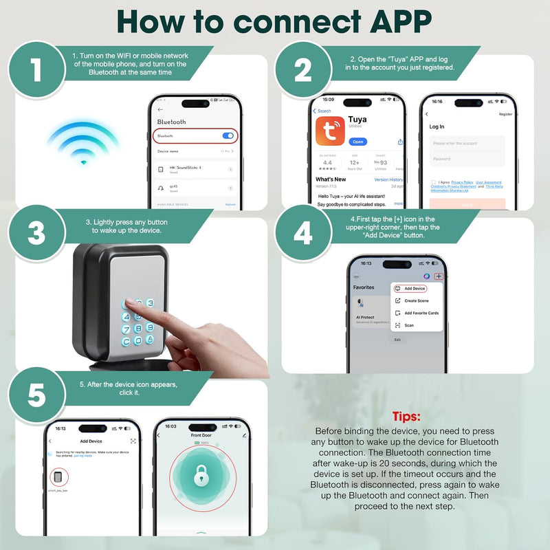 Smart Key Lock Box Electronic Bluetooth Lock Box with Tuya APP Control & PIN Code Types,Share eKey Wall Mounted Lock Box for Airbnb Realtor House Office