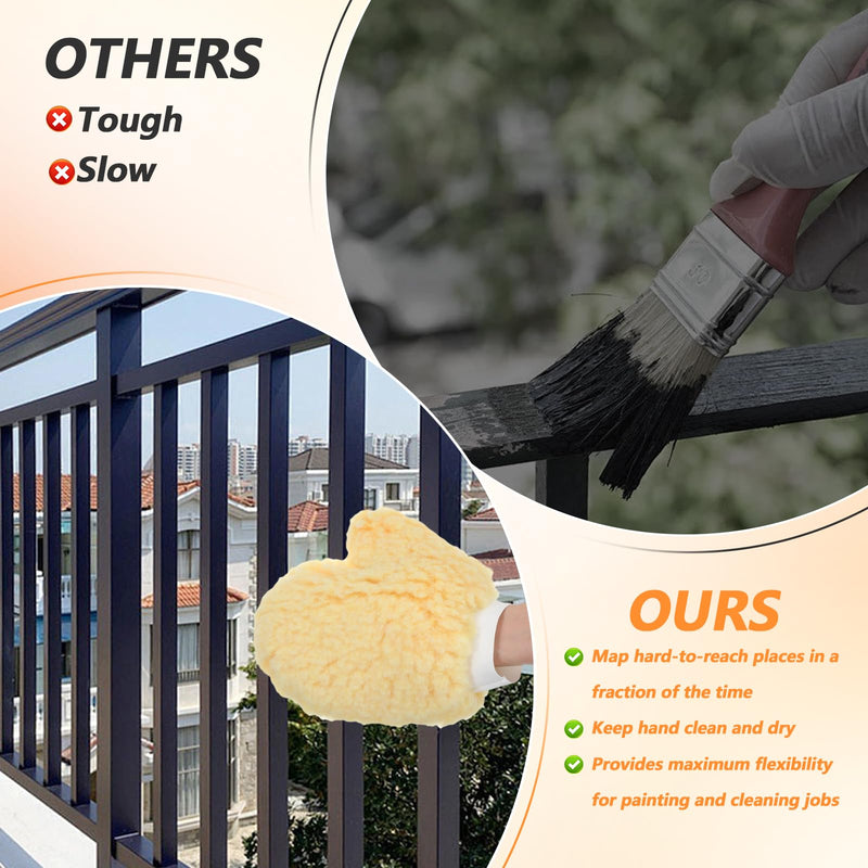 6PCS Paint Mitt Gloves Painters Mitt with Thumb & Plastic Disposable Gloves Painters Mitts Cleaning Dusting Glove for Painter Decorators Deck Stain Applicator for Cleaning Painting RailingFence