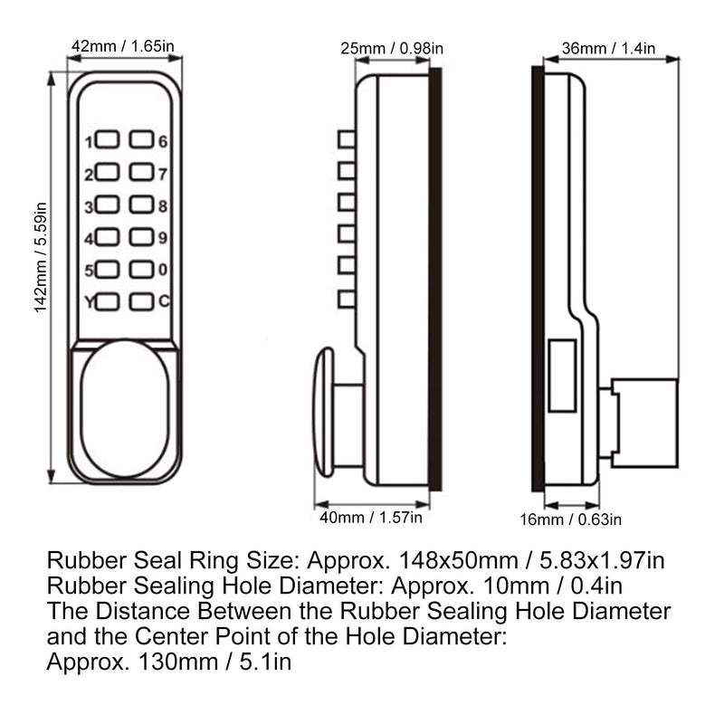 Keyless Gate Locks for Outdoor Fence, Mechanical Keypad Lock, Smart Lock for Outdoor Gate, Patio, Garage, Backyard, Bidirectional Install, Weatherproof Zinc Alloy (Silver) Silver
