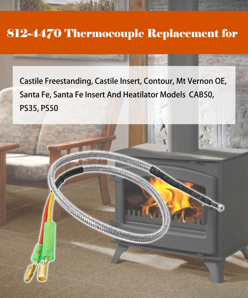 812-4470 Pellet Stove Thermocouple Fits for Quadrafire,Castile,Contour,Mt Vernon,14" Heatilator Thermocouple Replacement for CAB50 PS35 PS50