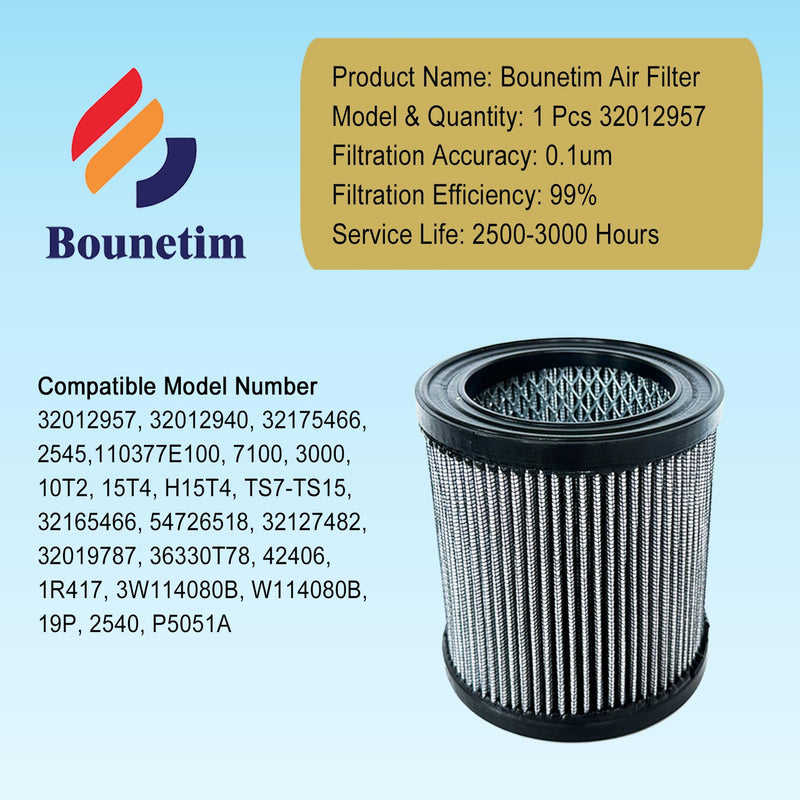 1 Pcs 32012957 Air Filter Replacement Fit for Ingersoll Rand Air Compressor 32165466 32012940 110377E100 2545 7100 3000 10T2 15T4 H15T4 TS7-TS15 32165466 54726518 32127482 32019787 42406 1R417 P5051A 1