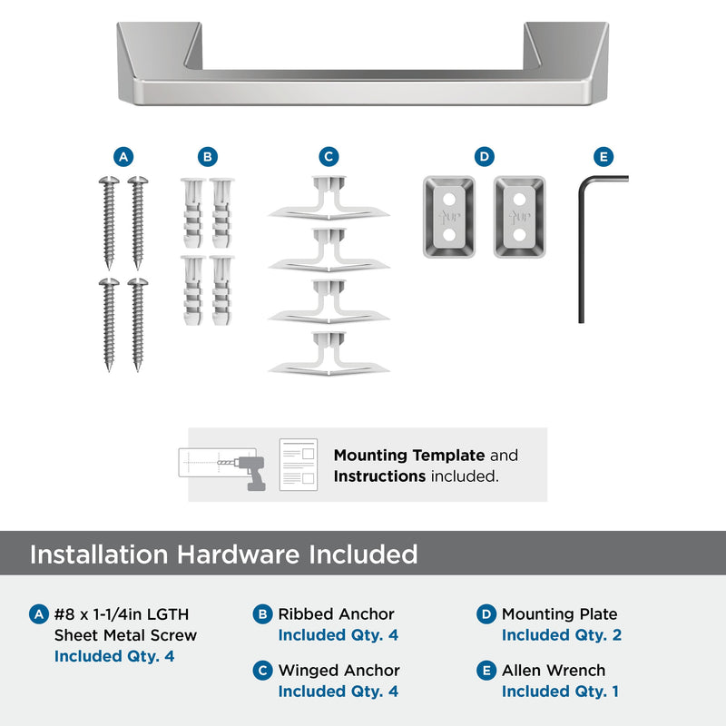 Amerock Blackrock Chrome 9 inch (229 mm) Center-to-Center Towel Bar, BH3600526 9 Inch (229 mm)