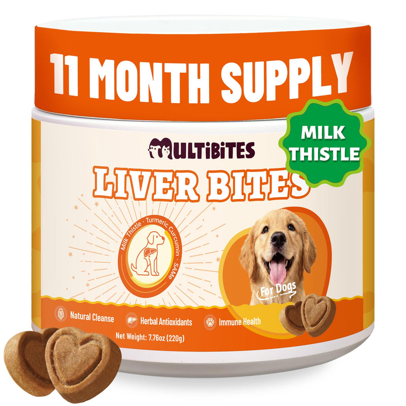 Liver Support for Dogs – Milk Thistle (with Natural Silymarin), Same, Turmeric (with Curcumin) for Liver Health, Antioxidant, Immune & Digestive Support & Gut Health - 330 Chews