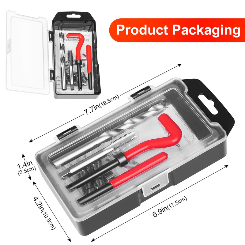 Thread Repair Kit M10 X 1.25mm, Metric Thread Repair Insert Kit Compatible Hand Tool Set for Damaged Thread and Auto Repairing Metric,M10×1.25mm