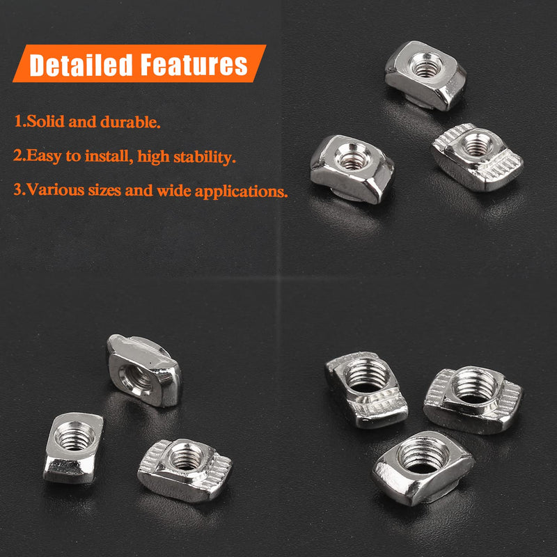 100 Pieces 2020 Series M5 T Nuts, M5 T Slot Nuts for Aluminum Profile M5 (100 PCS)