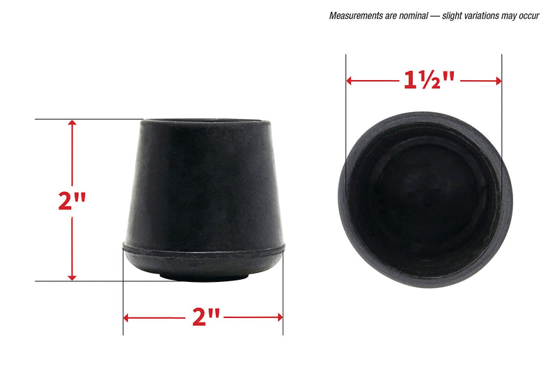 Shepherd Hardware 9226 1-1/2-Inch Inside Diameter Rubber Leg Tips, Black, 2 Count (Pack of 1)
