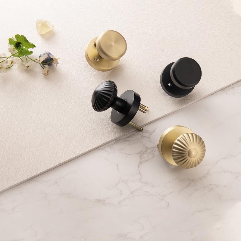 Gold Interior Door Knobs, Non Locking Door Knob Door Handles for Hall & Closet, Passage Seashell Knobs