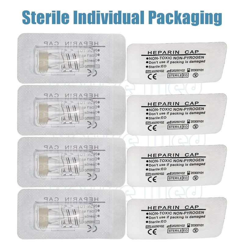 100 Pcs Disposable Heparin Cap for IV Cannula,Medical Lock Valve for Animal Veterinary and Laboratory