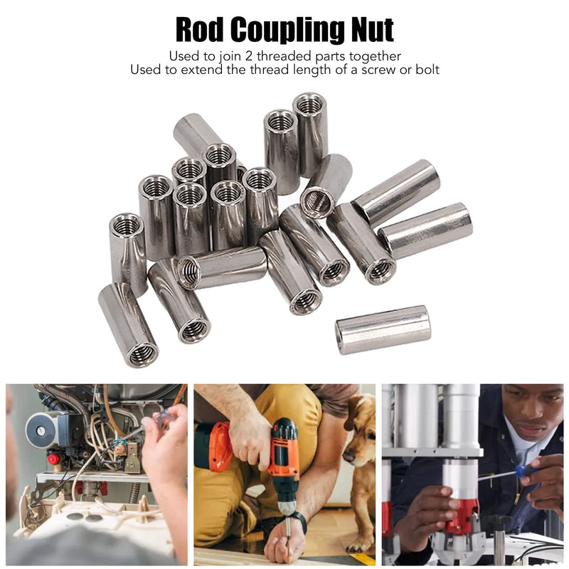 20Pcs M5 Stainless Steel Coupling Nuts Round Female Thread Rod Connector Nut for Connection