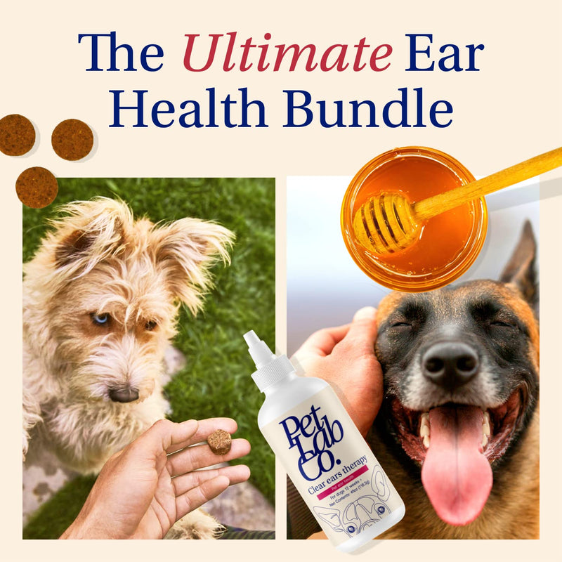 PetLab Co - Dog Ear Yeast Bundle: Soft Chew Dog Probiotics for Gut Health, Yeast Production, Itchy Ears, Itchy Skin, Seasonal Allergies & Clear Ears Therapy Ear Cleaner for Dogs - PawsPlanet Australia