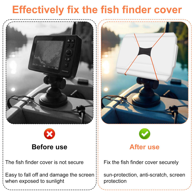 2pcs Fishing Graph Cover Straps Compatible with Humminbird & Lowrance, Adjustable Fish Finder Cover Bungee with Adjustable Buckle and Stretchable Accessories Cord Fit up to 18in Screens (Orange)