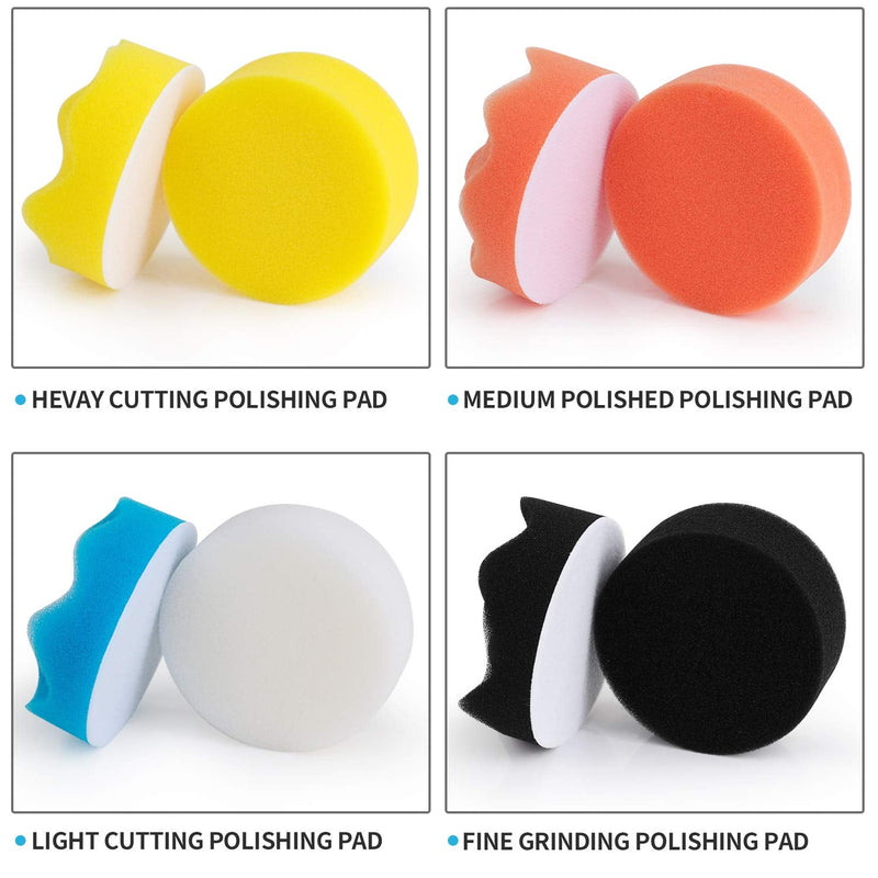 3 Inch Drill Buffing Pad, 11 Pcs Car Foam Polishing Pads Kit, Drill Buffer Polisher Attachment Buffing Kit for Car Polishing, Waxing, Sealing Glaze 3Inch-11Pcs
