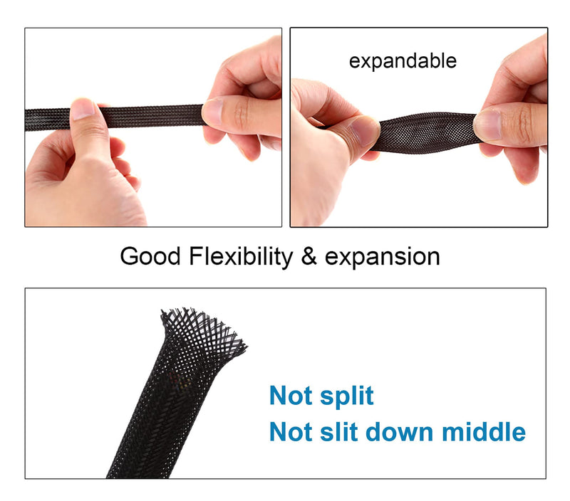 100ft - 1 inch PET Expandable Braided Sleeving – Black – Alex Tech Braided Cable Sleeve 1"-100ft