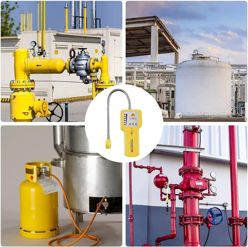 Gas Leak Detector & Natural Gas Detector: Portable Gas Sniffer to Locate Leaks of Multiple Combustible Gases Like Propane, Methane, LPG, LNG, Fuel, Sewer Gas with 12" Flexible Sensor Neck Yellow