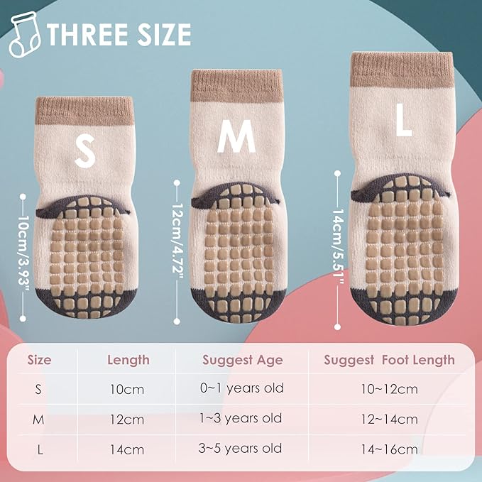 Simpeak Baby Socks, Anti-Slip, Baby Socks, Boys, Girls, Cotton, Breathable, Soft, Spring, Summer, Autumn, Winter, Set of 4 - NewNest Australia