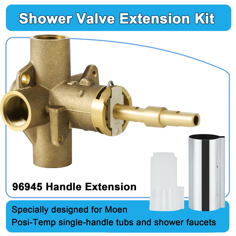 96945 Handle Extension Kit Replacement, Shower Valve Extension Kit Compatible with Moen Posi-Temp for Single Handle Tub and Shower Faucet, Chrome