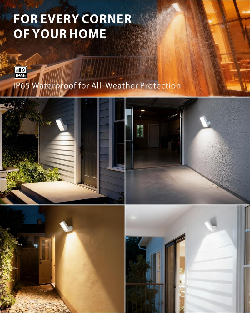 Battery Motion Sensor Light Outdoor, Motion-Sensing Security Light with Remote Control, 10000mAh 600 Lumens IP65 Waterproof, Ideal for Porches,Garages,Yards (White, 1 Pack) White