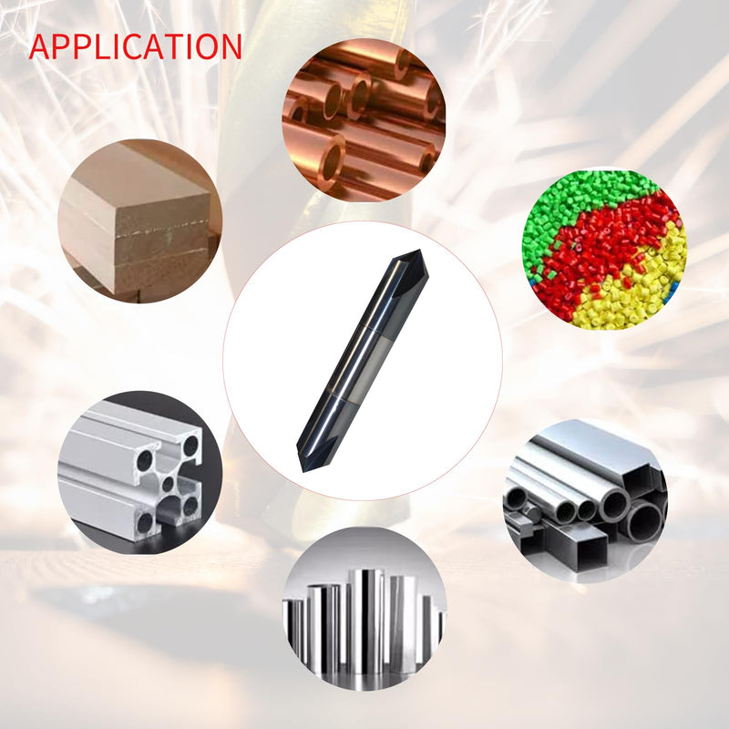 1/2" Chamfer Mill Solid Carbide End Mill,1/2" Cutting Diameter, 3" Overall Length, 4 Flute, 90° Chamfer Angle, Chamfer Mill, Double End,AlTiN Coated,for Medium Hardness Materials 90 degree double end 1/2" *1/2" * 3"