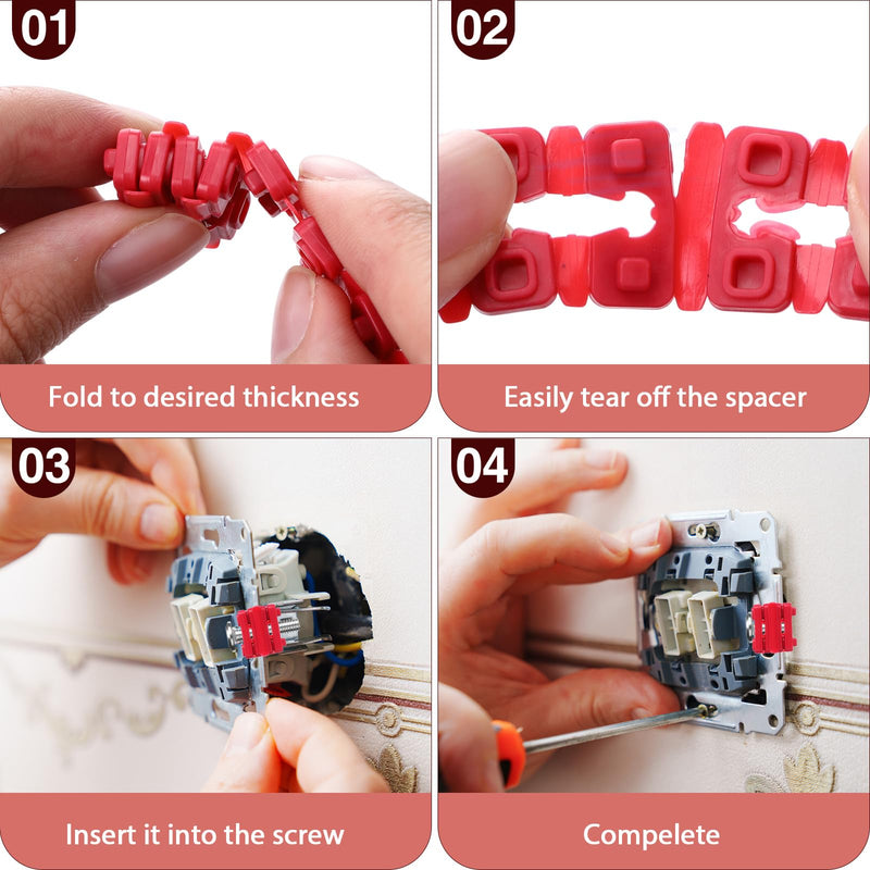 400 Pcs Outlet Spacers Electrical Shims for Switch and Receptacle Alignment, Wall Plate Spacers for Outlet Box Extender, Electrical Box Adjuster Kit (Red) 400 Red