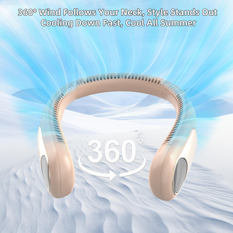 Portable Neck Fan,Personal Wearable Bladeless Quiet Fan,LED Display,360° Cooling,4-Speeds,6000mAh USB Quick Charge,Long Battery Life,Powerful Airflow,Birthday Gifts for Men Women Dad Mom (Brown) Brown