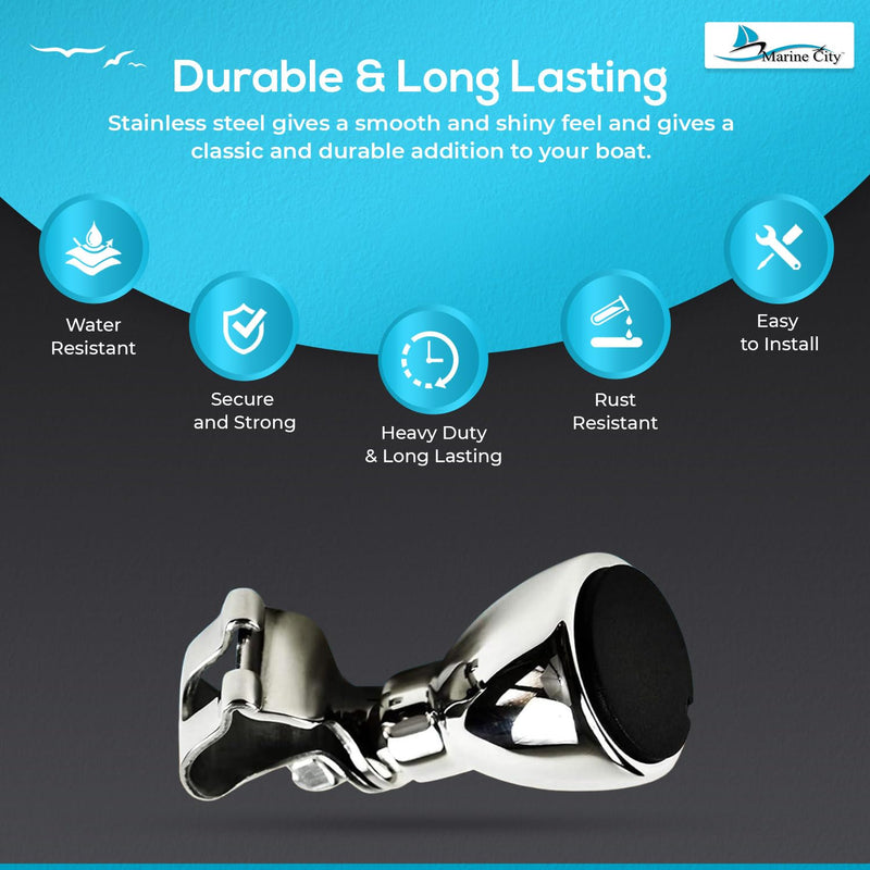 Marine City 316 Stainless Steel Sport Boat Steering Wheel Knob with Cap | Durable Gloss Polished Finish | Spinning Ball Bearing Design - Ideal for Marine, Yacht, and Boat