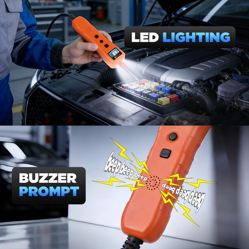 Power Circuit Probe Tester, 9V-30V DC Automotive Short Circuit Finder with 13ft Cable, Auto Electrical Tester wih LED Light, Automotive Test Light, Overload Protection