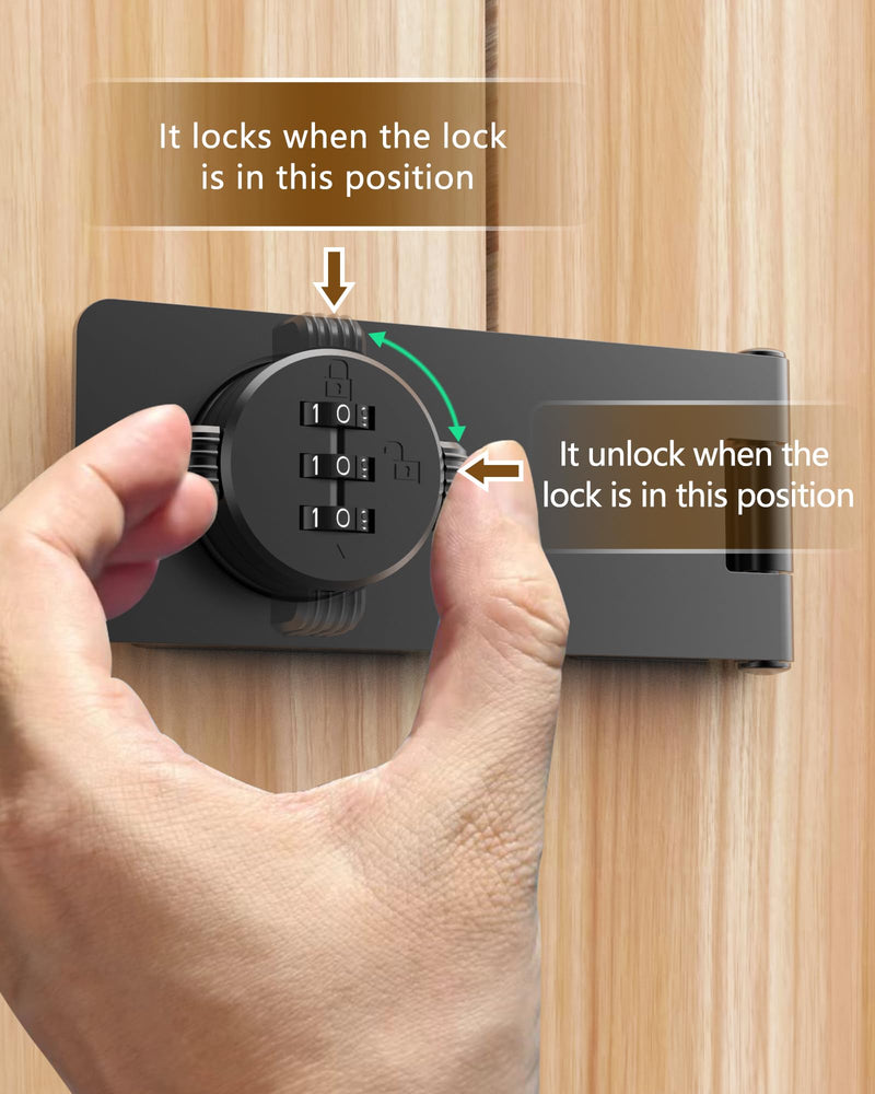 Cabinet Password Hasp Locks, Cabinet Door Combination Lock, Password hasp Lock, 3-Digit Combination Lock for Cabinet Doors – Twist Knob Hasp Latch Lock with Password Code(4.5 inch Black) 4.5 inch black