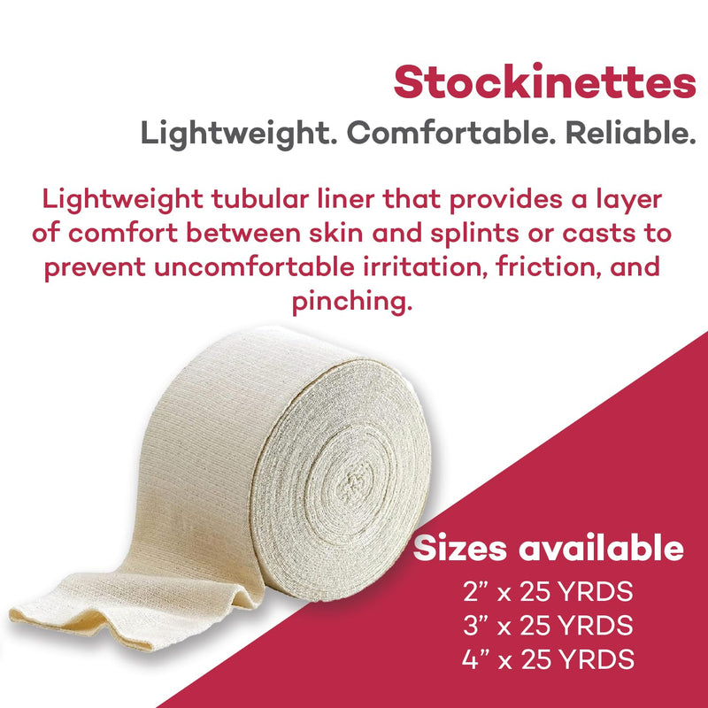 Dealmed Cotton Stockinette, 2” x 25 yds, Tubular Bandage Sleeve, Comfort Breathable Dressing for Skin Protection, Compression, Casts, Edema and Lymphedema Support (1 Roll) Pack of 1 2 Inch