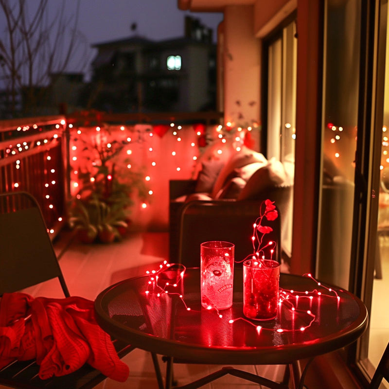 JMEXSUSS 4 Pack 50 LED Red Valentine Day Lights Battery Operated, 16.1ft Red Fairy Lights, Mini String Lights for Valentine Wedding Party Bedroom Decorations 4*50LED
